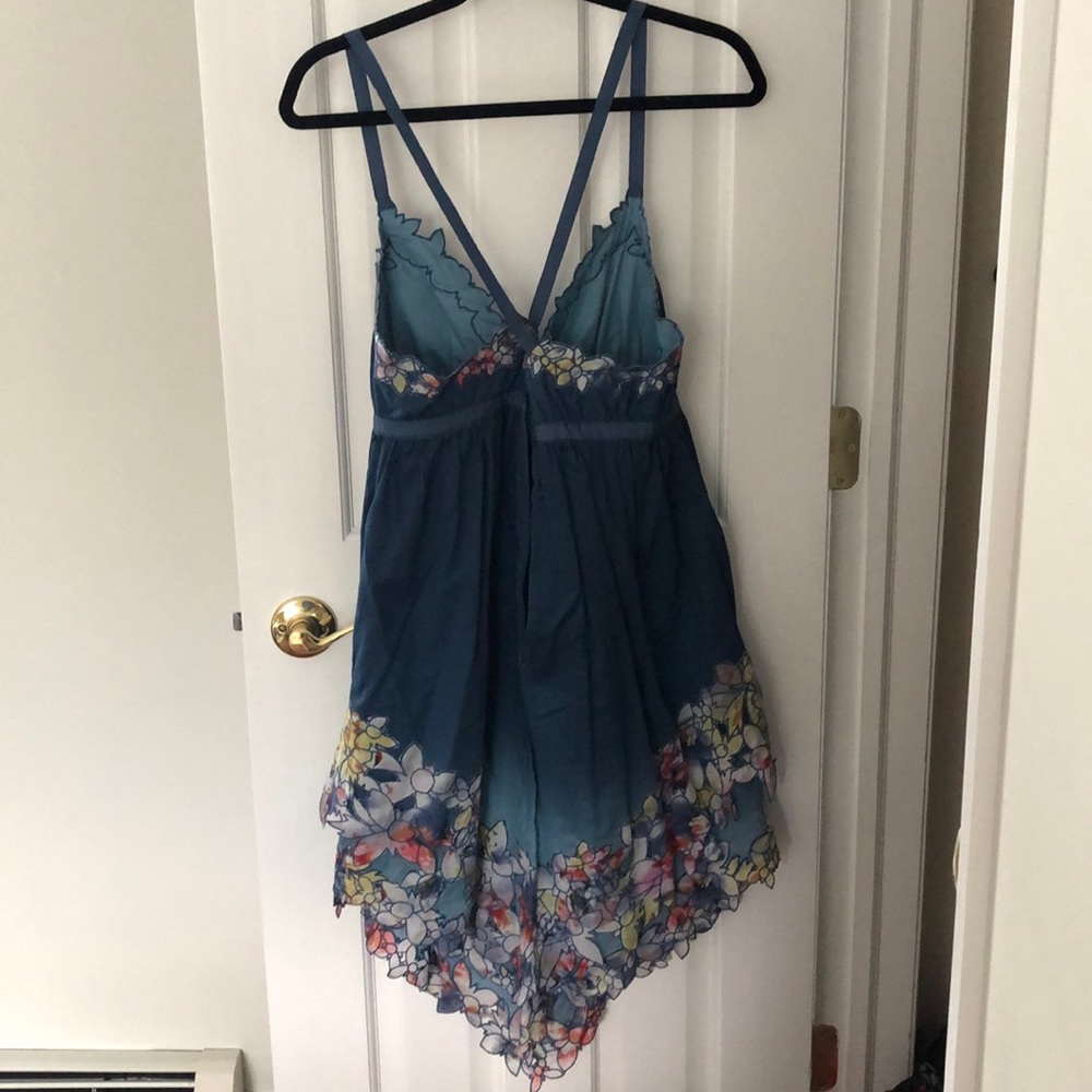 Catherine Malandrino Teal Blue Floral High-Low Dress - Picture 3 of 5